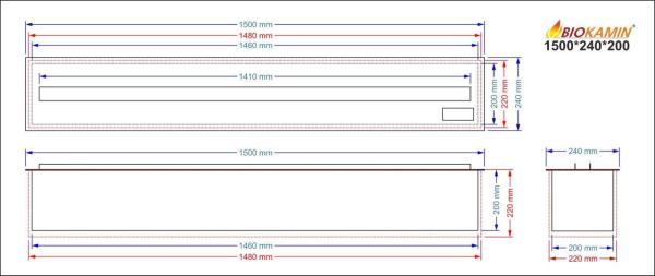 Parní krb 1500 3D hloubka 240 mm 1 barva