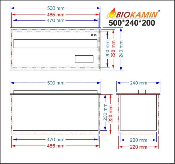 Parní krb 500 3D hloubka 240mm 1 barva 2