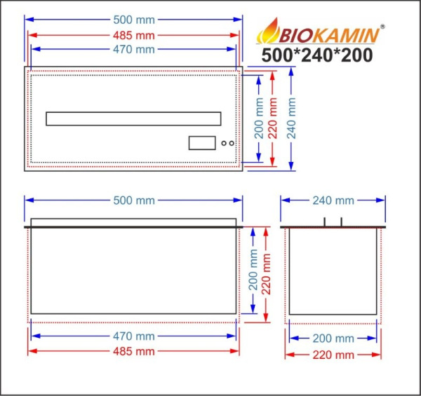 Parní krb 500 3D hloubka 240mm 1 barva Základní model 1