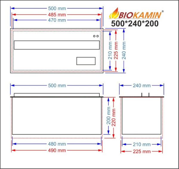 Parní krb 500 3D hloubka 240mm 1 barva 2