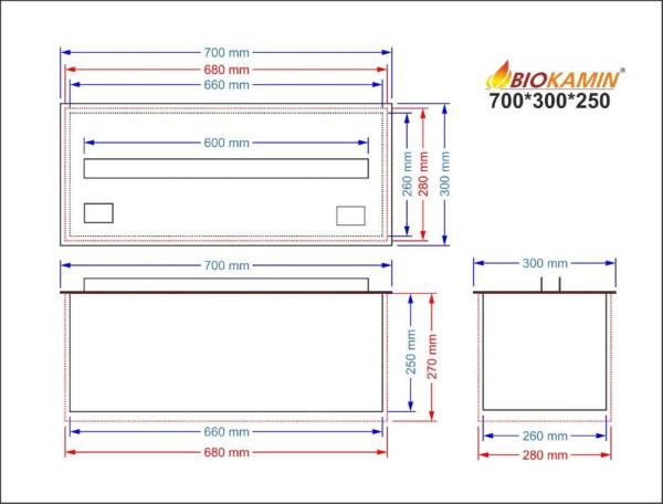 Parní krb 700 3D hloubka 300 mm 1 barva