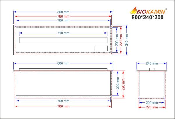 Parní krb 800 3D hloubka 240mm 7 barev