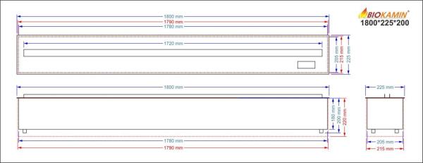 Parní krb 1750 3D hloubka 225 mm 7 barev