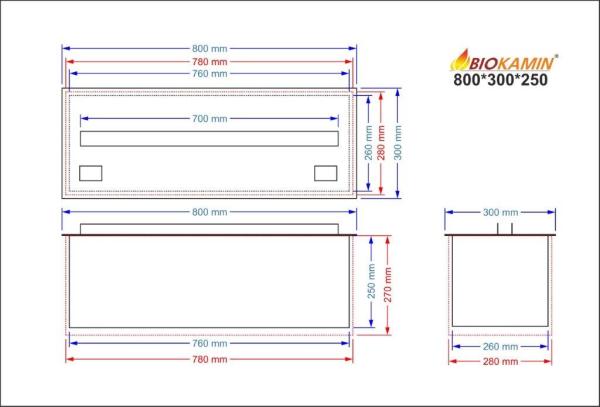 Parní krb 800 3D hloubka 300 mm 1 barva