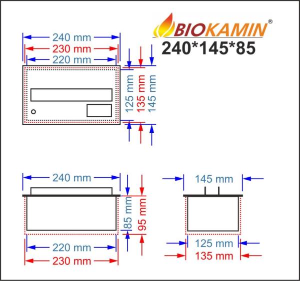 Parní krb 240 3D hloubka 145mm 1 barva Základní model