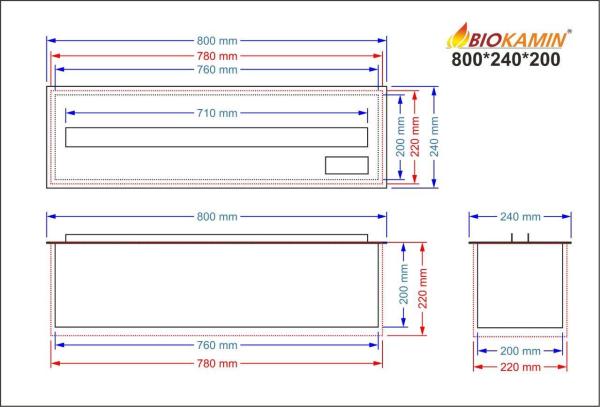 Parní krb 800 3D hloubka 240 mm 1 barva