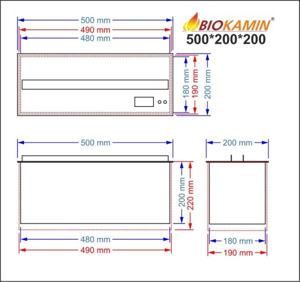 Parní krb 500 3D hloubka 200mm 1 barva Základní model